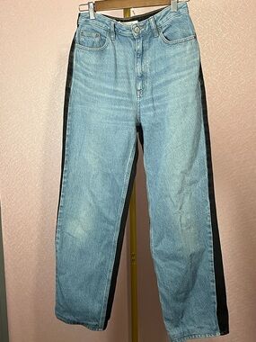 PacSun Light Blue Denim Boyfriend Jeans with Black Side Stripes